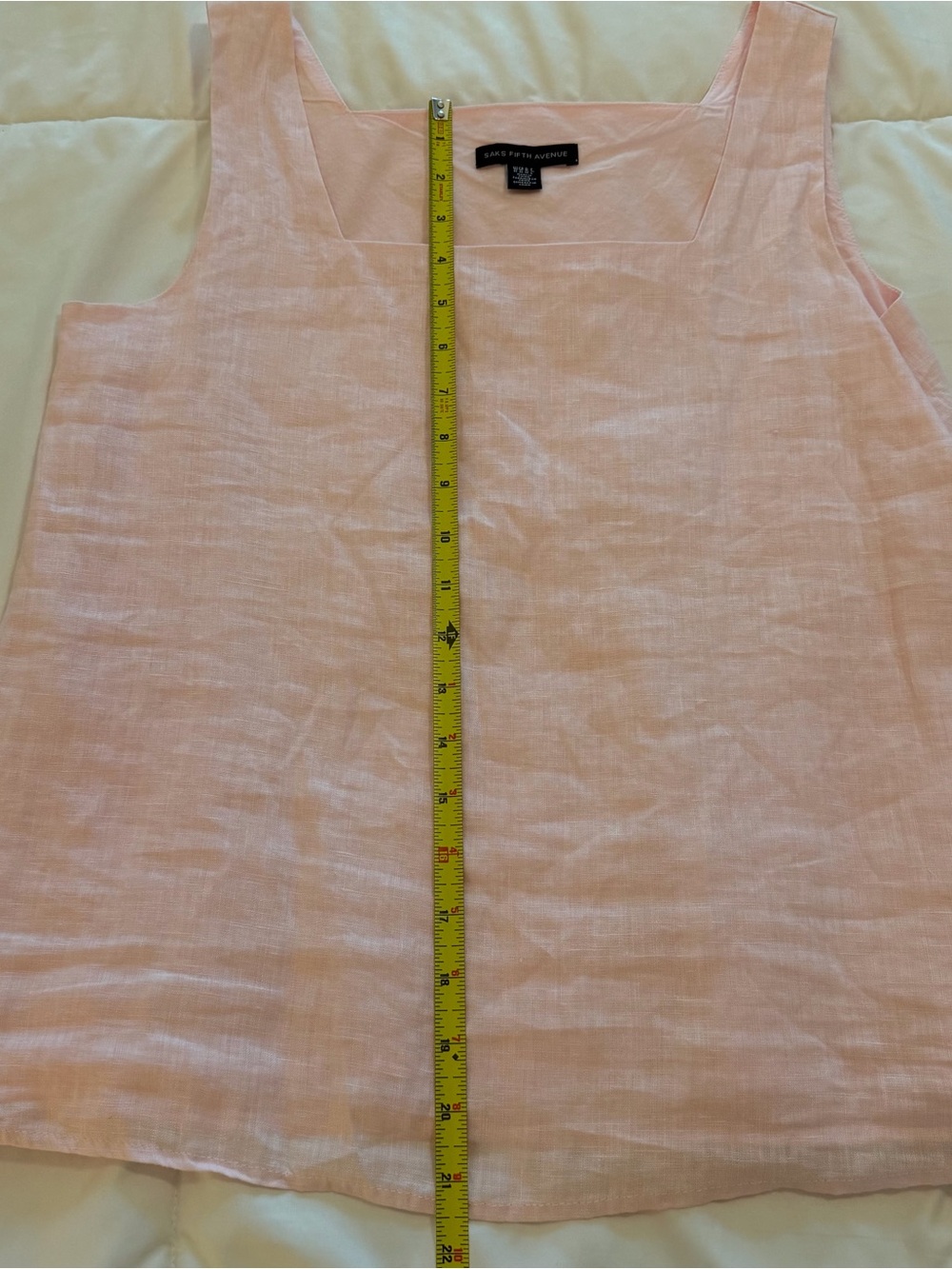 Saks Fifth Avenue Pale Pink Linen Square Neck Tank Top - Picture 4 of 9